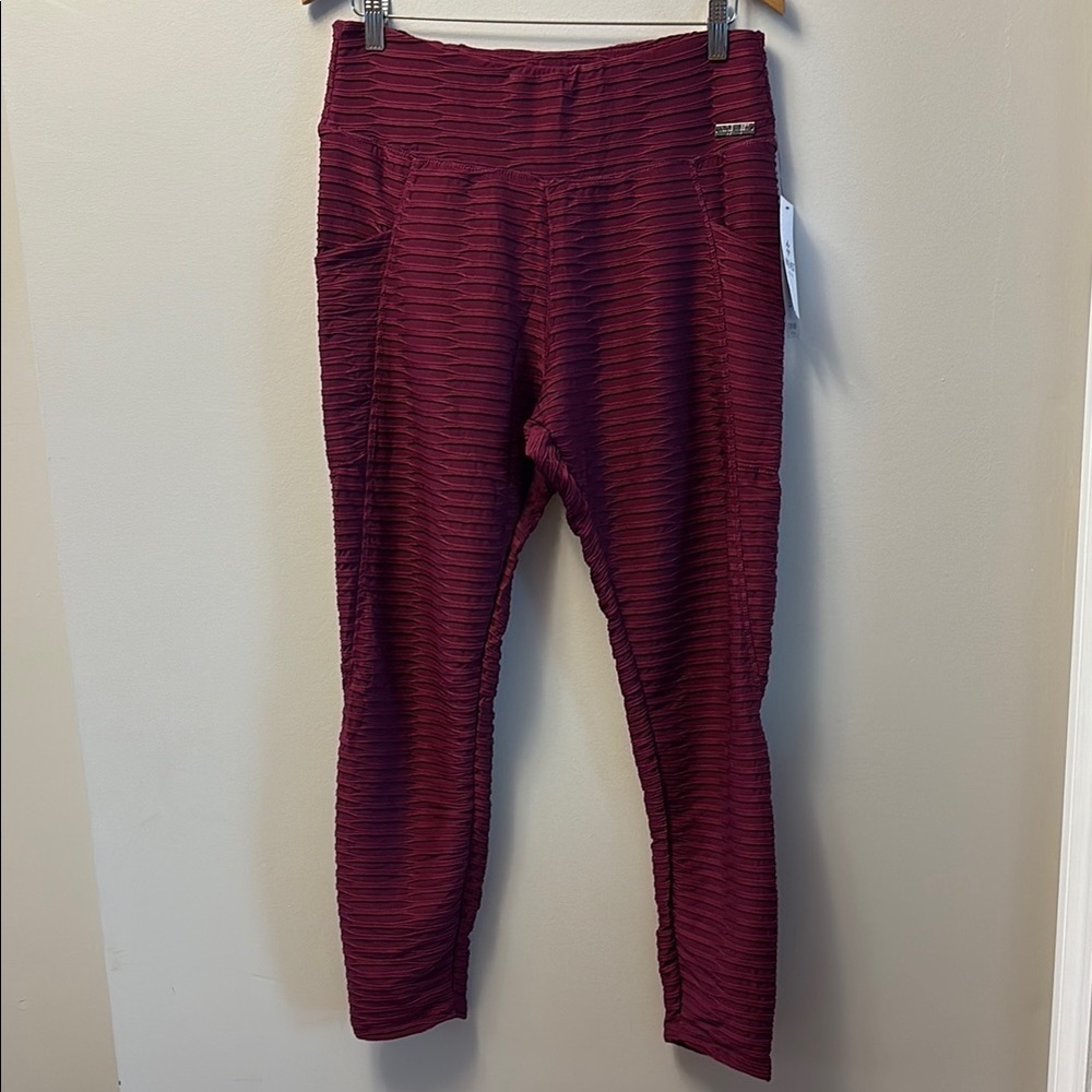 NWT Nine West Active Wide Ribbed High Rise Leggings w/ Pockets Size 1X